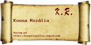 Kossa Rozália névjegykártya